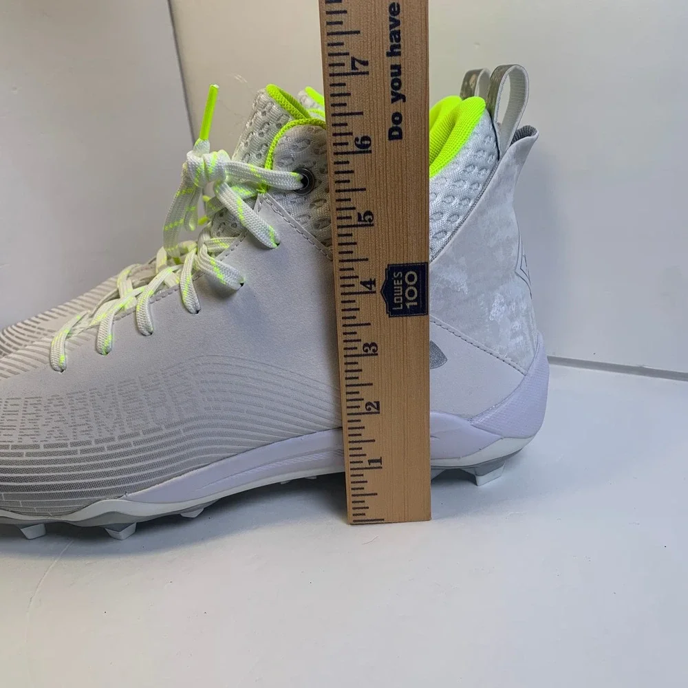 Under Armour Spotlight 4 MC 3027306-100 White Neon Chartreuse Cleats 11.5